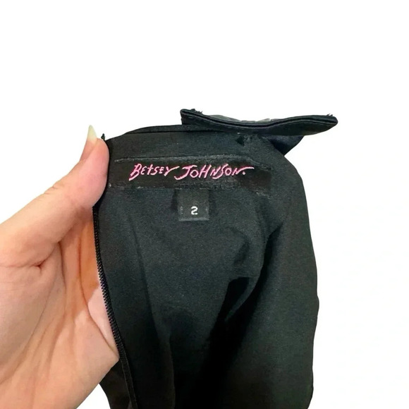 Vintage Betsey Johnson Y2K Silk Ruched Bow Pencil Dress Rockabilly Pin Up - Picture 6 of 10